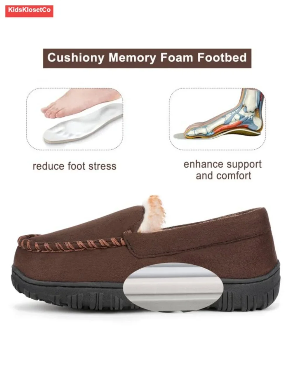 Kids Mocc Foam Slippers Nonslip Indoor Outdoor